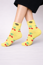 Pastel Yellow Cherry Ankle Socks – Playful Red Detail