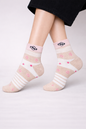 Beige Stripe Ankle Socks – Pink Dot Detail