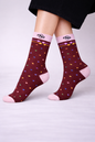 Burgundy Dot Crew Socks