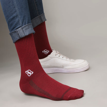Mars Performance Crew Socks (Maroon)