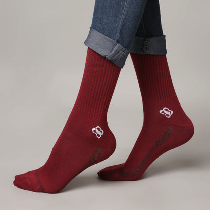 Mars Performance Crew Socks (Maroon)