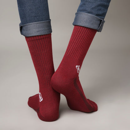 Mars Performance Crew Socks (Maroon)