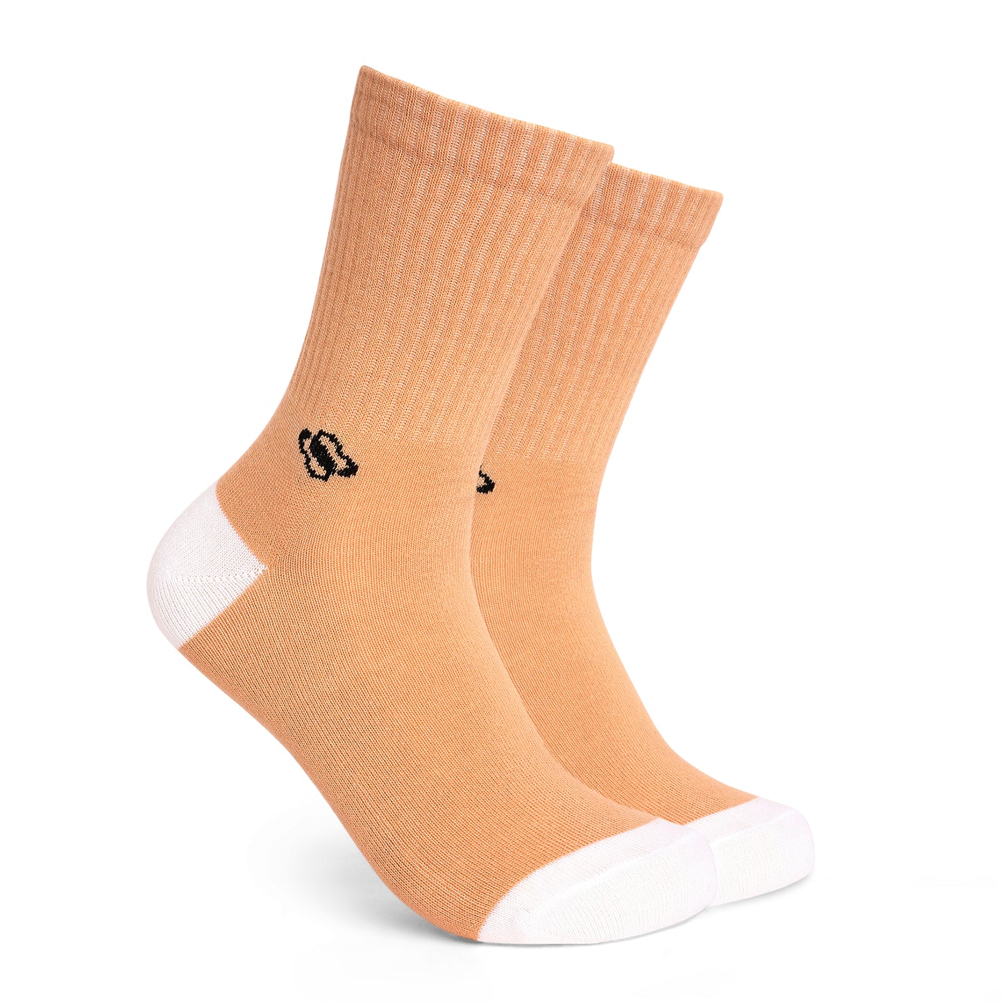 Beige Crew Socks with White Toe & Heel