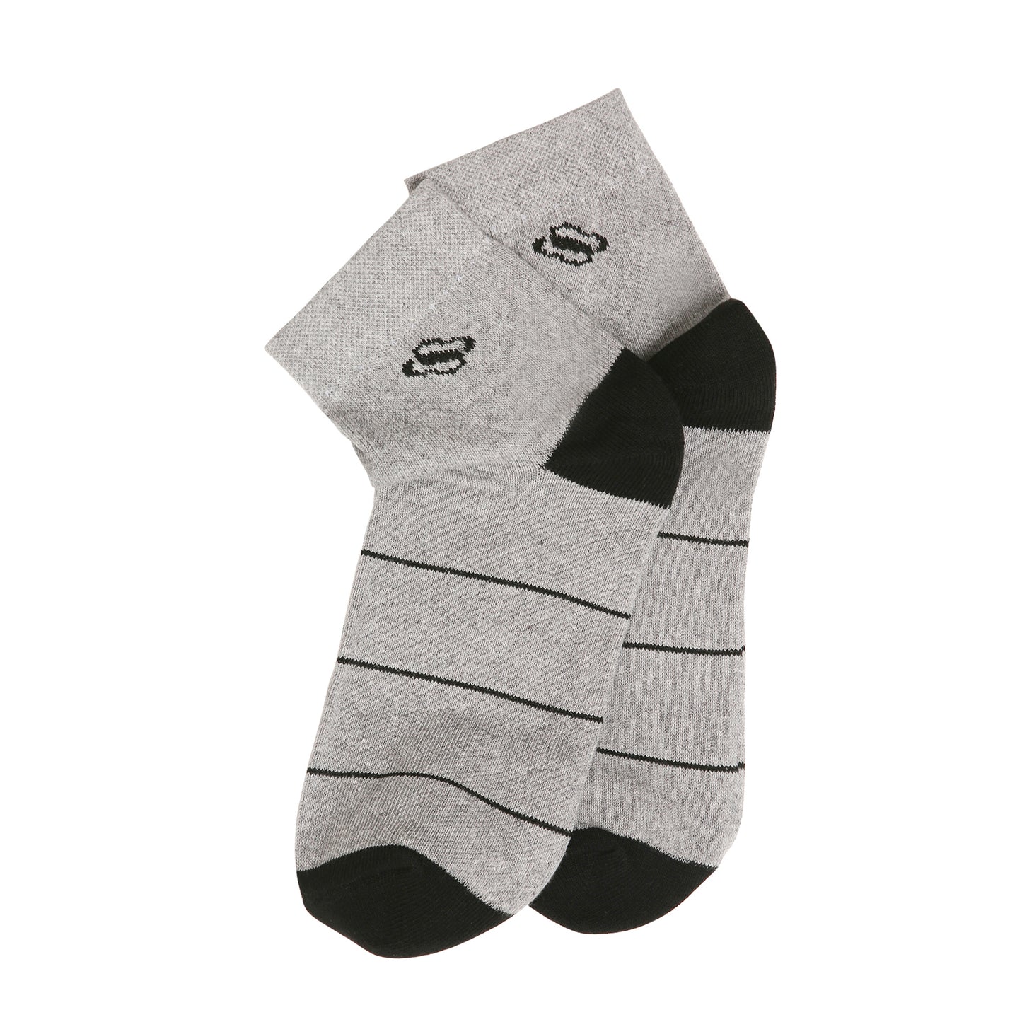 Grey Crew Socks – Black Toe & Heel