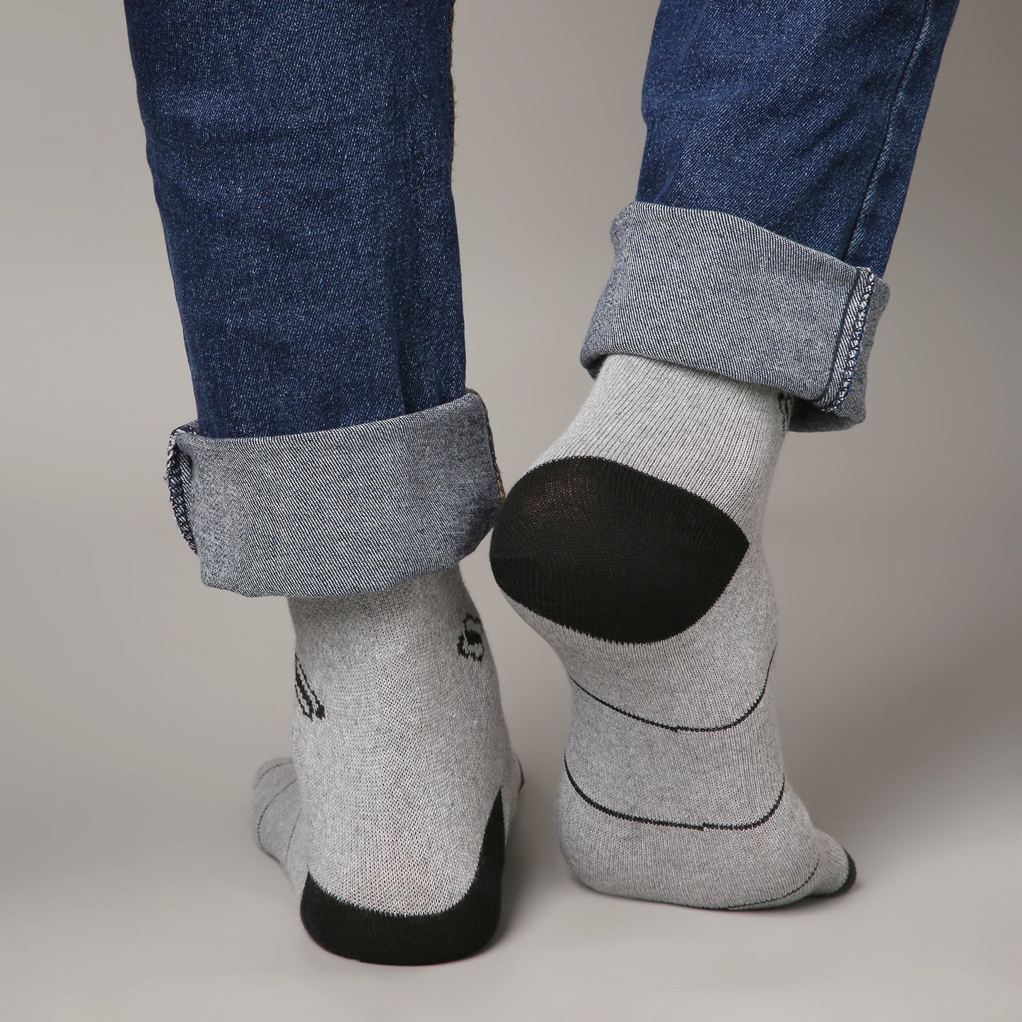 Grey Crew Socks – Black Toe & Heel