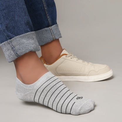 Stealth Striper No-Show Socks (Grey)