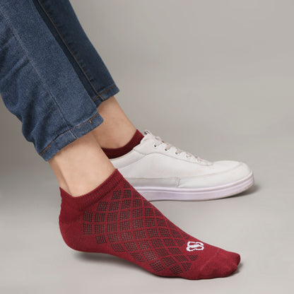 Ruby Diamond Low-Show Socks (Maroon)